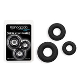 Renegade 3pc Silicone Fireman Cock Rings - Intensify Pleasure Cock Rings